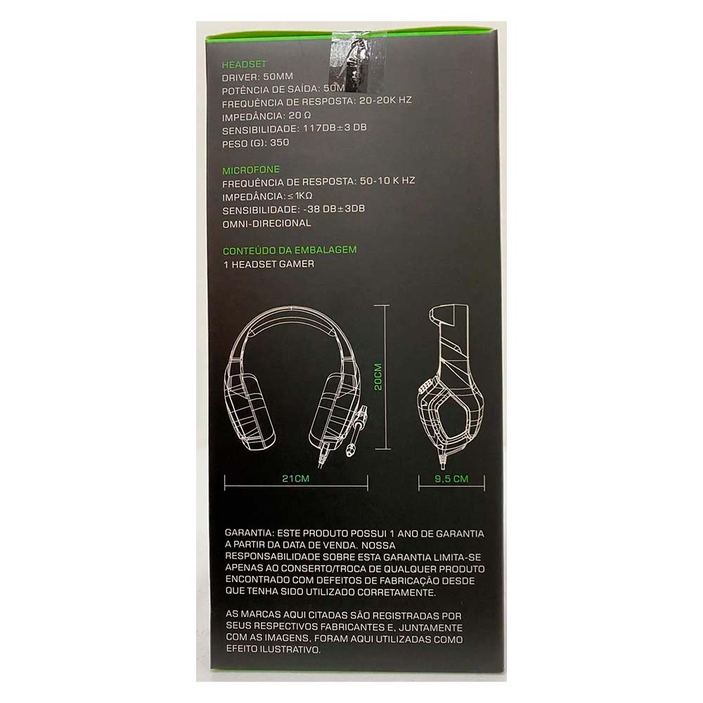 Headset Gamer Warrior - Straton Usb - Camuflado Led - Ph305