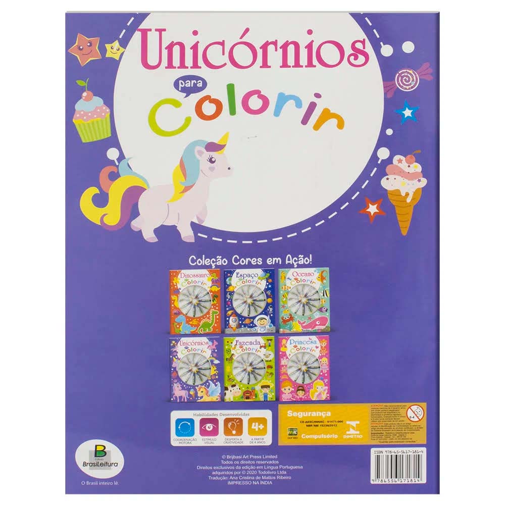 Livro Infantil Cores Em Ação! Dinossauro Para Colorir - Brasileitura