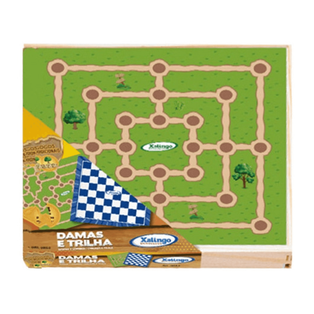 Jogo Dama + Trilha E Dominó Kit De Madeira - R$ 59,89