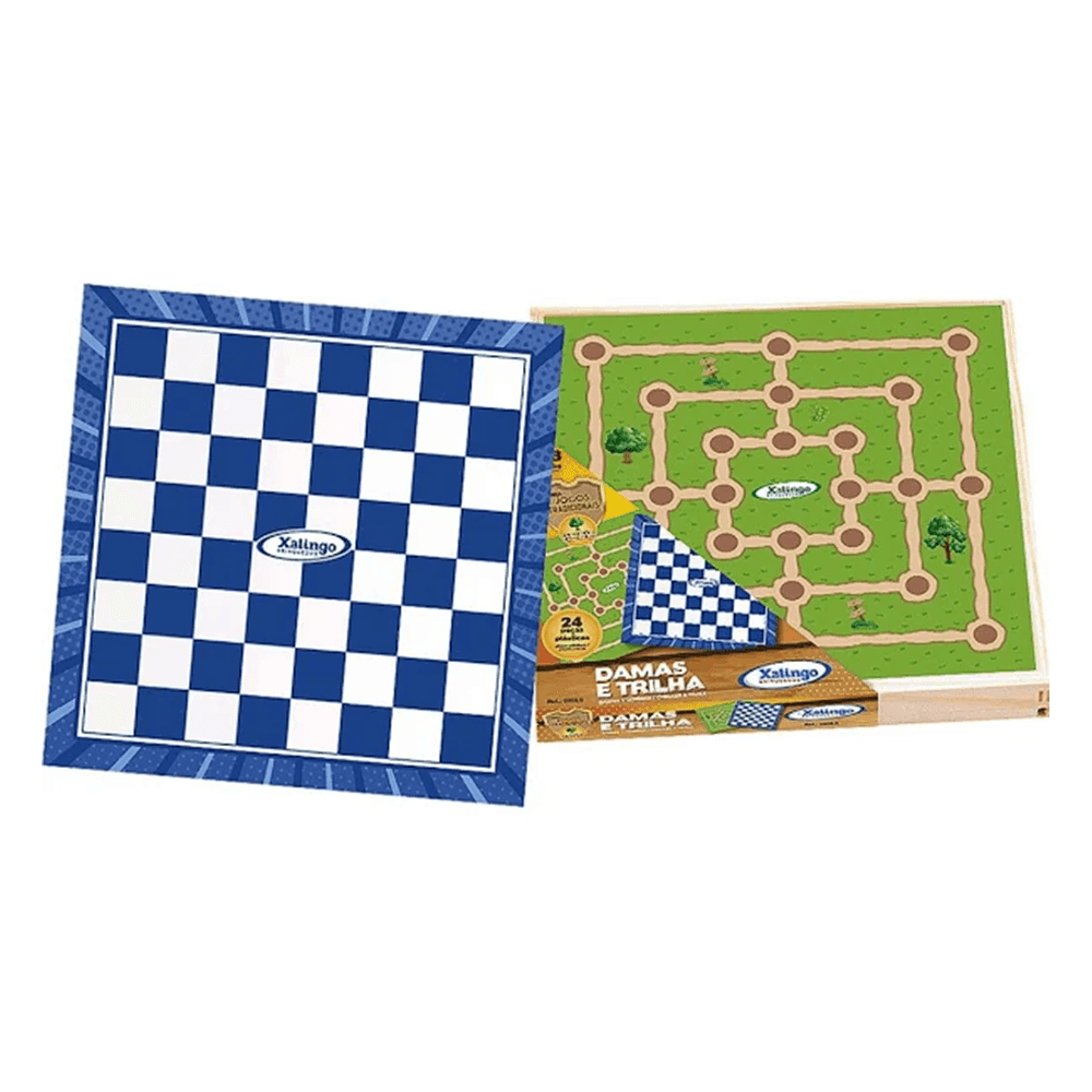 Jogo Damas e Trilha 30 x 30 cm – Carlu – Azul e Rosa