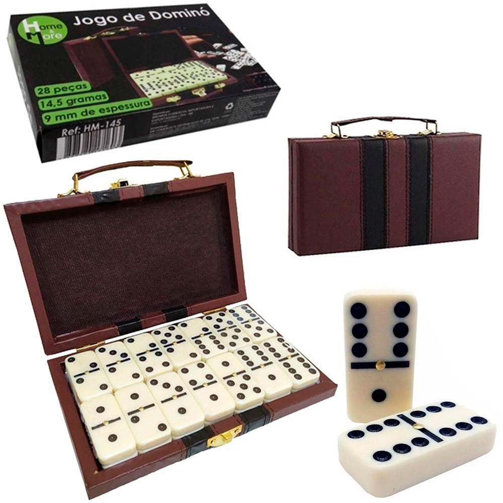 Jogo de Domino Extra Grosso Profissional 12 mm 28 peças Na Lata