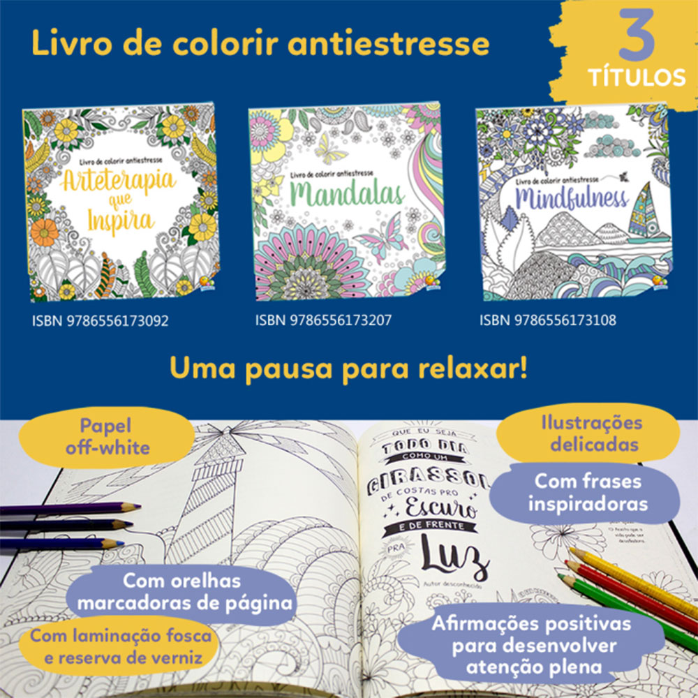 Série de Arteterapia Antiestresse: Livros de colorir para adultos