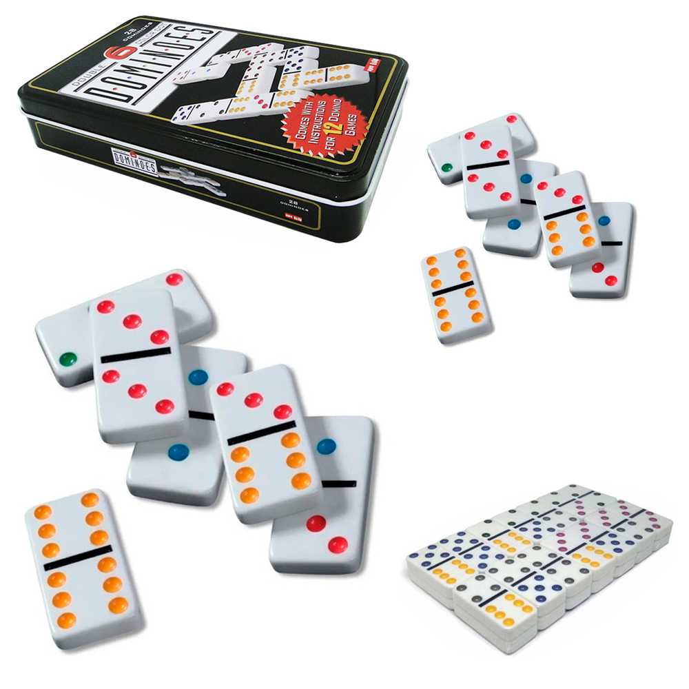 JOGO DOMINO 28 PECAS RIO MASTER COLORIDO COM LATA