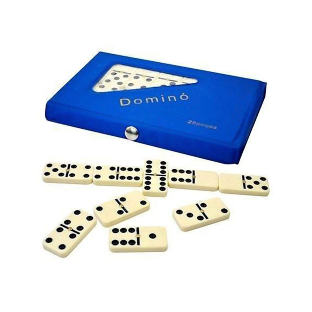 Jogo Domino Profissional Osso Colorido 28 Peças Com Estojo