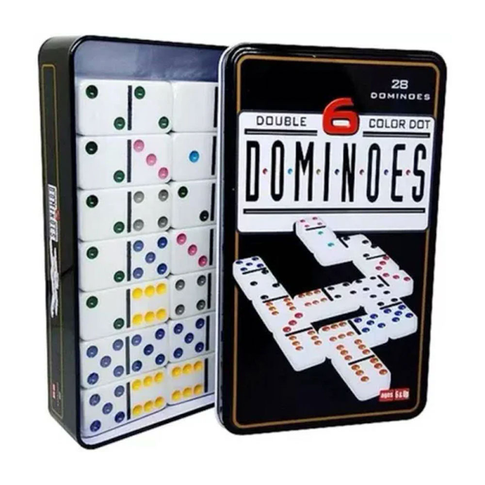 Jogo De Domino Com Estojo Em Lata 28 Peças Diversão Garantida