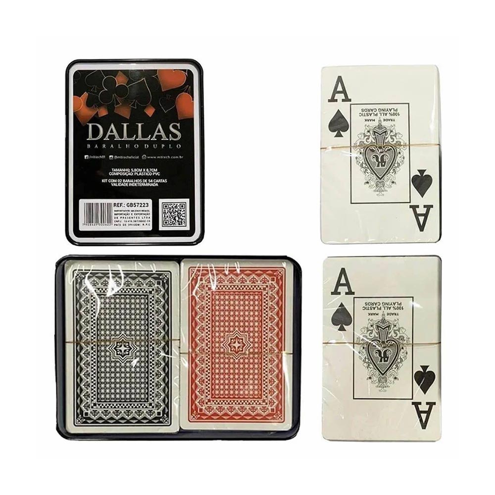 4 Baralhos Jogos de Cartas 100% Plástico c/ 108 Cartas Original